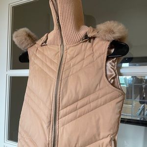 Bebe vest with rabbit fur trim. NWOT